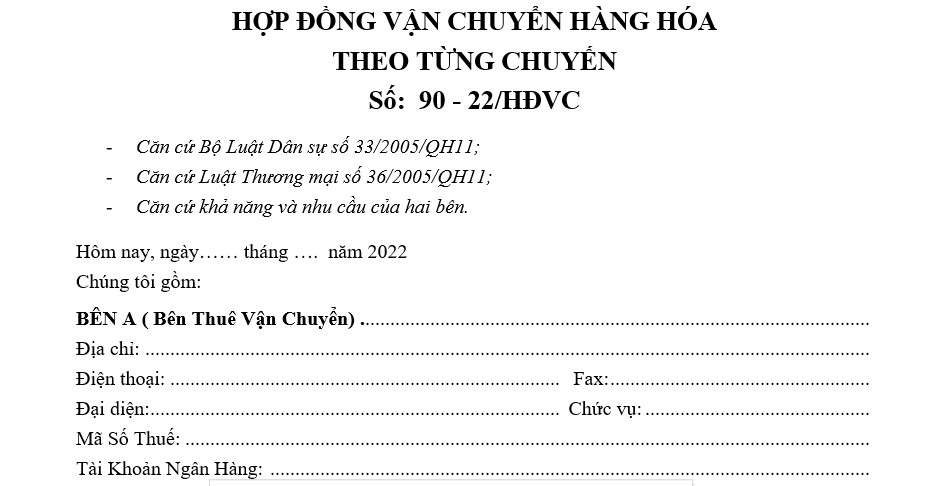 Hop-dong-van-chuyen-theo-tung-chuyen Những điều cần biết khi đăng ký hợp đồng vận tải doanh nghiệp